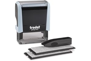 ‎TRODAT Trodat Printy 4912 Stempelset in Pastell Blau zum Selbersetzen - 4 Textzeilen, Abdruck 47x18 mm, Deutsch, inkl. Pinzette, Stempelkissen schwarz & Buchstaben- und Zahlenset in zwei Größen