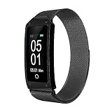 Smart Intelligente Uhr,Miya Fiteness Tracker Bluetooth SmartWatch Armband wasserdicht Sportuhr Fitnessuhr Armbanduhr mit Blutdruck Schrittzähler Herzfrequenzfür für Damen Herren-Schwarz