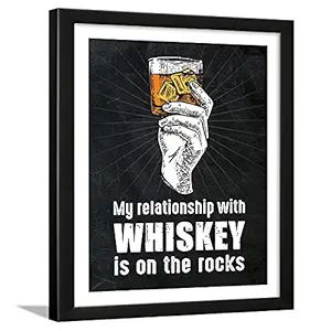 Chaka Chaundh - Alcohol Quotes Frames - Bar Quotes with Frames - Whiskey Quotes Frames - Bar Quotes for Poster Decor - (13.5 X 10.5 Inches) (Whiskey Rocks - Black)