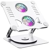 Daytona ST-801D Dual Fan Aluminum Foldable 360 Degree Rotatable Laptop Laptop Macbook Stand (Silver)