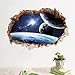 Price comparison product image Zooarts 3D Window Scenery Outer Space Planet Universe Mural Removable Wall Decal Sticker Kids Room Decor