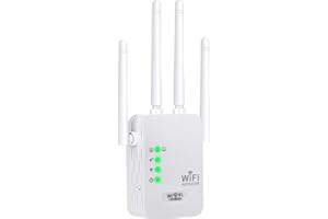 GENÉRICO Repetidor WiFi Potente Amplificador de señal WiFi 1200Mbps,4 Antenas,2 Puertos LAN,Modo Repetidor/Router/Ap,Cobertura 360° de hasta 1000 m²,Adecuado para Oficinas y Casa,Fácil de Instalar (300M)
