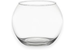 KORAT Vaso Boccia in Vetro Trasparente Design Rotondo Elegante per Fiori, Candele, Piante o Decorazioni Disponibile in 4 Dimensioni (16-20-25-30 cm) Ideale per Casa, Eventi (Ø 16 cm - 13x16x16 cm)
