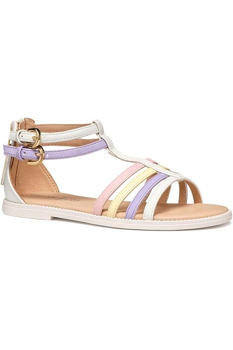 Sandali Geox J Sandal Karly Per Bambina – Bianco/Platinum, Taglia 29 EU, Fodera Sintetica, Suola Gomma