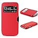 Produktbild Urcover® View Case Handy Schutz-Hülle | Kompatibel mit Samsung Galaxy S4 Mini | Hart Kunststoff Rot | Elegant Wallet Cover Sicht-Fenster | leichte Schale dünne Tasche