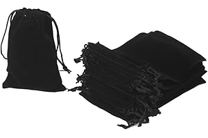 HRX PACKAGE 20pcs Velvet Drawstring Bags, 12 x 18 cm Velvet Pouches for Jewellery Gift Packaging (Black)