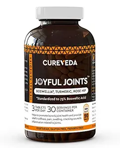 Cureveda Herbal Joyful Joint Support Supplement Tablets For Bone,Joint Wellness (90 Tablets)