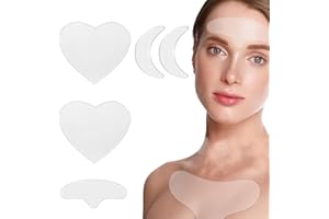 AUEFUDQ 5 Stück Anti-Falten Pads Wiederverwendbar Pflaster gegen Brustfalten aus medizinischem Silikon + Augen und Stirnfalten Pad