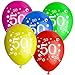 Produktbild 10x Rundballons "Zahl 50" bunt Ø30cm + Geschenk Kartenset + PORTOFREI mgl. + Helium & Ballongas geeignet. High Quality Premium Ballons vom Luftballonprofi & deutschen Heliumballon Experten. Luftballon Deko zur 50. Geburtstagsfeier oder zum 50. Jubiläum und tolles Luftballongeschenk zum 50. Geburtstag