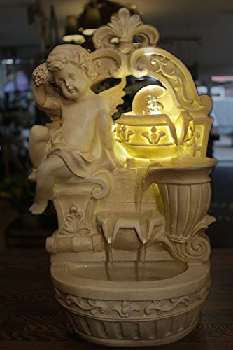Springbrunnen Engel mit LED-Beleuchtung und Glaskugel Tischbrunnen Zierbrunnen Zimmerbrunnen - 2