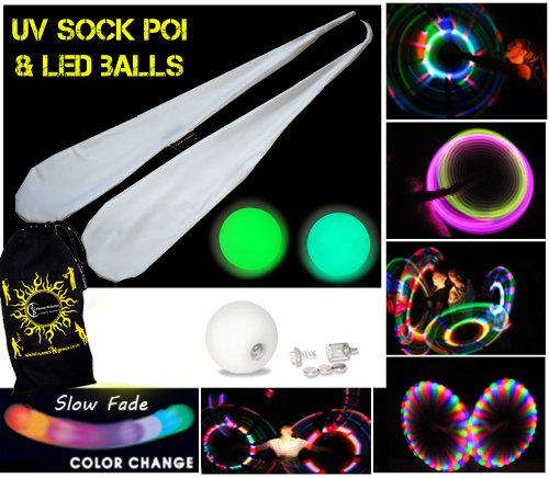 UV Sock Poi Set & 2 LED Glow Multi Slow Fade Colour Balls + Travel Bag - Batteries Included! reviews UV Sock Poi Set & 2 LED Glow Multi Slow Fade Colour Balls + Travel Bag - Batteries Included!