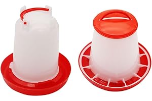HOUTOKIT Poultry Waterer and Feeder, Plastic Chicken Drinker Feeder Dispenser Set for Hen Chicks Duck Quail(1.5L Waterer and 1.5 Kg Feeder)