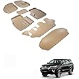 Kozdiko Car 3D Mats Foot Mat Beige Color Set of 7 Pcs for Toyota Fortuner 2016