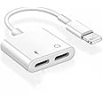 KASTWAVE For iPhone Headphones Adapter & Splitter, 2 in 1 Dual Lightning Charger Cable Aux Audio Adapter Converter for iPhone 12/11/XS/XR/X/8/7/6/iPad, Support Calling+Charging+Music Control