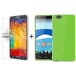 TBOC Pack: Funda de Gel TPU Verde + Protector Pantalla Vidrio Templado para ZTE Blade A506 [5.2 Pulgadas]. Silicona Ultrafina y Flexible. Protector Resistente a Golpes Caídas y Arañazos