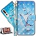 Produktbild HMTECH Huawei P20 Pro Hülle,Huawei P20 Pro Schutzhülle,Huawei P20 Pro Hülle Leder Flip Bookstyle Wallet Tasche Brieftasche Etui Case,Huawei P20 Pro Hülle Elegant Retro Luxus 3D Blau Schmetterling Muster Flip Cover Wallet Brieftasche Hardcase Taschen Schalen Handy Tasche im Bookstyle mit Standfunktion Karten Slot und Magnetverschluß Flip Case Hülle Ledercase Hülle Schutzhülle Cover für Huawei P20 Pro,Blue Butterflies on Lake YX