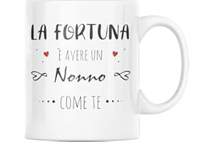 Vulfire Tazza Regalo per Nonno - Idea Originale per Compleanno, Natale, Festa dei Nonni - Fortuna un Nonno Come Te (Ceramica)