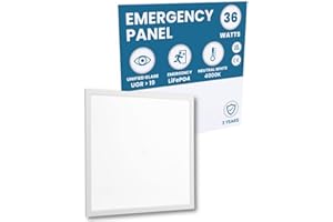 LIGHTHUB 600x600 LED 3hr Emergency Square Ceiling Panel Light Recessed 36W TP(b) Flicker Free Flat Tile, 4000K Neutral White - 5 Year Guarantee… (3hr Emergency Function)