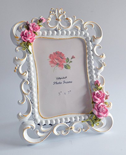 Giftgarden 13×18 Bilderrahmen mit Perlen und Rosen weiß - 2