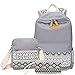 Produktbild Loisirs 3 Teile Blumendruck-Art Damen Canvas Laptop Schulrucksack + Schultertasche Kuriertasche+ Mäppchen Brieftasche (Grau, 3PCS)