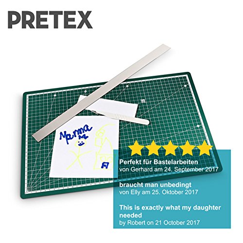 PRETEX Schneidematte 45 x 30 cm (A3) aus recyceltem PVC in grün mit selbstschließender, selbstheilender Oberfläche | 2 Jahre Zufriedenheitsgarantie | Schneideunterlage, Cutting Mat - 6