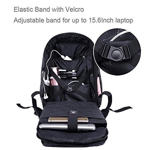 Kopack Anti Diebstahl Reise Rucksack Laptop Back Pack Lightweight ScanSmart TSA freundlich Black für bis zu 16 die meisten 17 Zoll - 2