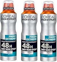 L'Or&eacute;al Men Expert Fresh Extr&ecirc;me D&eacute;odorant Homme Atomiseur sans Alcool Effet Gla&ccedil;on - Lot de 3