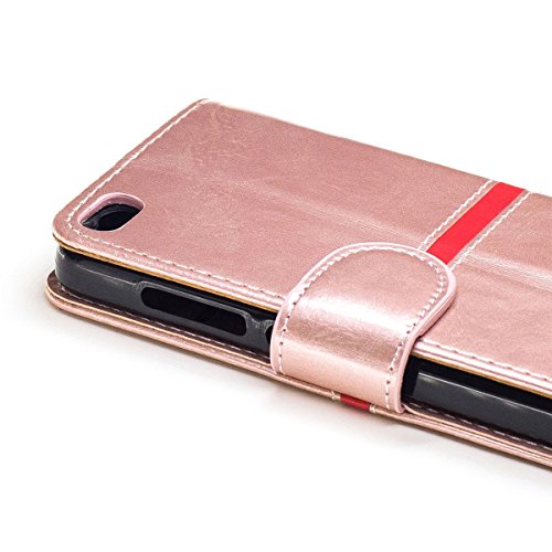 Erdong   Tapa Funda para Xiaomi Redmi 4A 5 0    Oro rosa  Doble color Cierre Magn  tico Cartera Carcasa PU Cuero Tapa Cover Bookstyle Cartera TPU Case Con Funci  n de Soporte Cover para Xiaomi Redmi 4A 5 0 