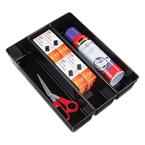 InterDesign 56337EU Linus Besteckkasten Schubladeneinsatz für Besteck, Pfannenwender, Kleinkram – 35,1 x 26,7 x 7,6 cm, schwarz, Plastik, Black - 6