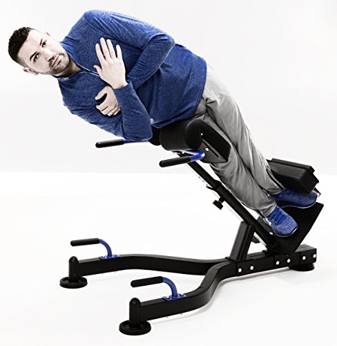 MAXXUS Hyperextension Pro, kombinierter Bauch- und Rückentrainer. Integrierte Liegestütz- Griffe. Extrem robuste Konstuktion. Extra dicke Polsterungen, auf Körpergröße anpassbar. Rückenstrecker, Torso Trainer - 8