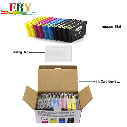 EBY Epson 18XL Compatible Cartuchos de Tinta Para Epson Expression Home XP102  XP202  XP212  XP215  XP205  XP225  XP30  XP302  XP305  XP312  XP315  XP322  XP325  XP402  XP412  XP415  XP405 XP405WH XP422   XP425 Impresoras 4 Negro 2 Cian 2 Magenta 2 Amarillo