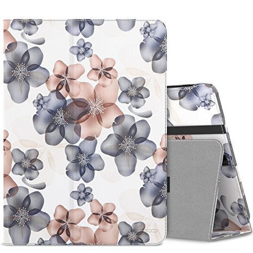 MoKo Samsung Galaxy Tab S3 9.7 Hülle - PU Leder Ständer Schutzhülle Smart Case Cover mit Stift-Schleife / Standfunktion und Auto Sleep / Wake Up Funktion für Samsung Galaxy Tab S3 9.7 Zoll (2017) SM-T820 / T825 Tablet, Blumen Marineblau