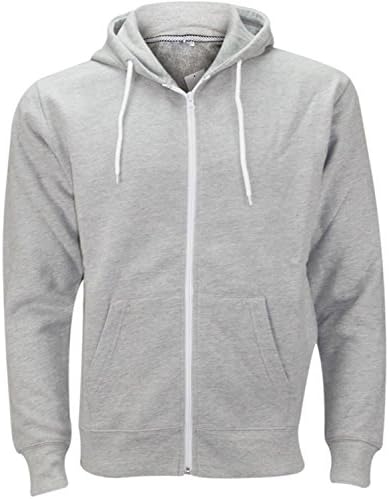New Men's Plain American Fleece Jacket Sweatshirt Zip Up Hoody Top S-XXXL (XXX-Large) Grey