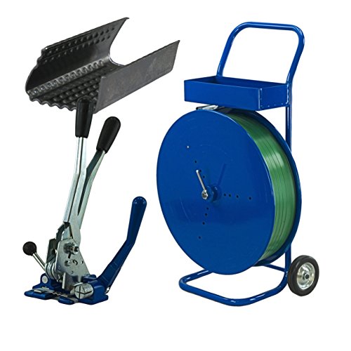 Preisvergleich Produktbild 12 mm PET Umreifung Set Umreifungsband Abrollwagen Verschlussgerät Hülsen 2200m