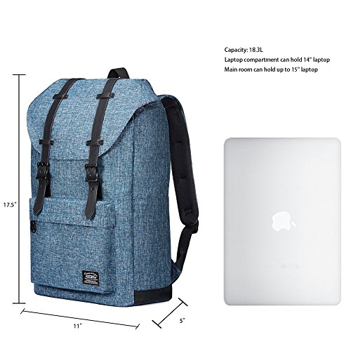 Rucksack Damen Herren Vintage KAUKKO Reiserucksack Studenten Rucksack Laptop Rucksack f  r 14  Notebook L  ssiger Daypacks Schultaschen of 2 Side Pock