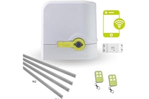 MOTIC - Motor Puerta Corredera - Kit motor puerta garaje corredera 800 kg - Motor puerta corredera exterior - Incluye, WIFI, motor, cuadro de control, 2 mandos a distancia y 4 metros de cremallera