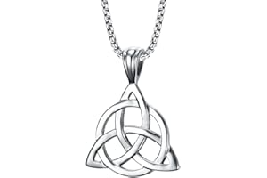 Vnox Acciaio inossidabile delle donne degli uomini 3 in 1 Triplo celtico nodo Valknot Trinity Argento pendente collana