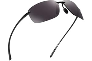 Jim Halo Polarized Sunglasses Men TR90 Rimless Frame, Sports Wrap Around Sunglasses for Running Baseball Fishing Cycling Driving