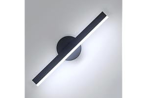 Comely Lámparas de Pared Led Interior, 12 W Apliques de Pared Interior Negro Giratorio 360°, Moderna Luz de Pared para Salón Dormitorio Sala Pasillo Escalera, 6500 K Blanco Frío