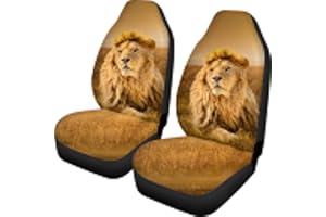 Amzbeauty Gold Lion Auto Seat Protector 2 Pack, Car Front Seat Cushion Fit Car, Truck, SUV or Van