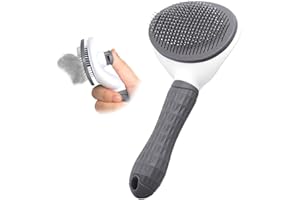 PROJECTFONT Szczotka dla zwierząt domowych samooczyszczająca usuń włosy do pielęgnacji kotów psy szczotka do usuwania podkładu uchwyt antypoślizgowy (szary)