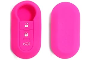 SILUOHAKE Cover Chiave Fiat in silicone Guscio per chiavi auto Cover chiavi auto per Fiat Panda Punto 500 Bravo Grande Doublò Custodia Coprichiave (Magenta)