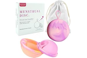 KBIBCK Menstruationsskivset, menstrual Disc med 2 periodiska skivor i storlek S L och förvaringsväskor, återanvändbar menstruationskopp av silikon för aktiv kvinnor, sport, simning (S+L)
