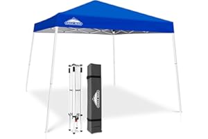 EAGLE PEAK Pop-up Barnum Pliant Tonnelle de Jardin Pliable 3x3m, Tente Pliante Pieds inclinés réglables Gazebo auvent pour Camping Plage Festival (Bleu)