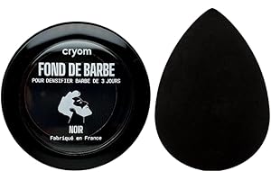 CRYOM - Routine Barbe de 3 jours (Fond de Barbe + Applicateur Mousse) pour densifier et assombrir une barbe de 3 jours. Sec instantanément, résiste à l'eau, tenue 24h. (Noir)
