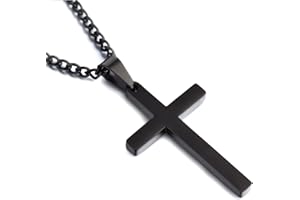 ITESSY Cross Necklace for Men Women, 316L Stainless Steel Simple Cross Pendant Necklace Silver/Gold/Black Chain-55+5CM, Christmas Birthady Gifts
