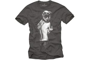 MAKAYA Ropa de Moto Hombre - Camiseta Motocross - Chica con Casco Moto Integral