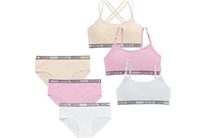 Bevalsa Lot de 3 Ensemble Brassière Fille de 10 à 16 Ans Fille Brassiere Soutien-Gorge Sport+Culotte