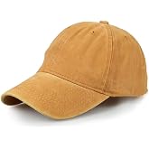 Perlotus Tumbled Yellow Cotton Plain Cap Men's Women's Hat