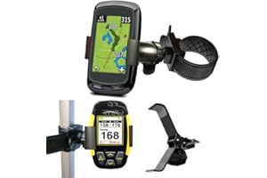 ChargerCity Golf Cart Trolley Bar Mount, 360° Rotate Adjustment, Universal Cradle for Garmin Approach G3-G8, Golf Buddy, Smartphones (Up to 3.75" Wide), Black